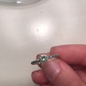 Emerald ring with silver band